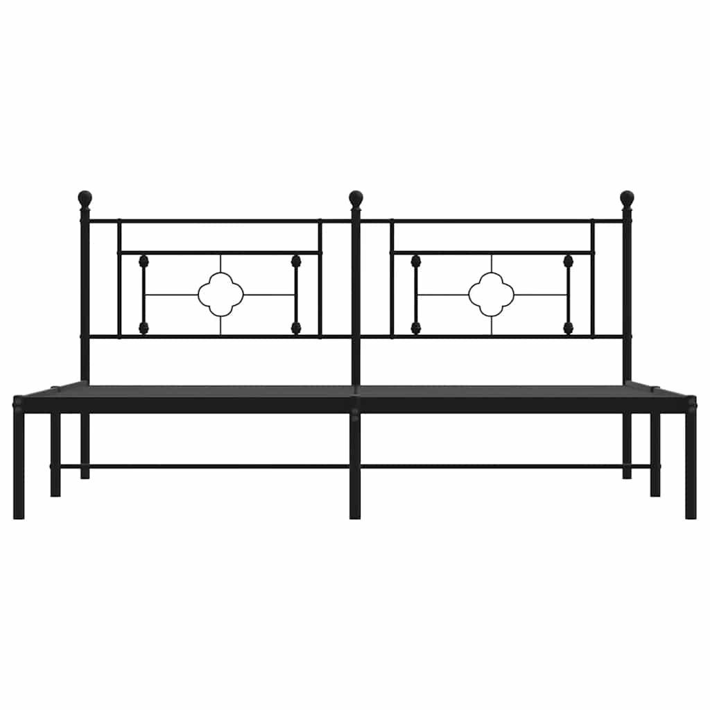 Estructura cama sin colchón con cabecero metal negro 183x213 cm vidaXL - 5