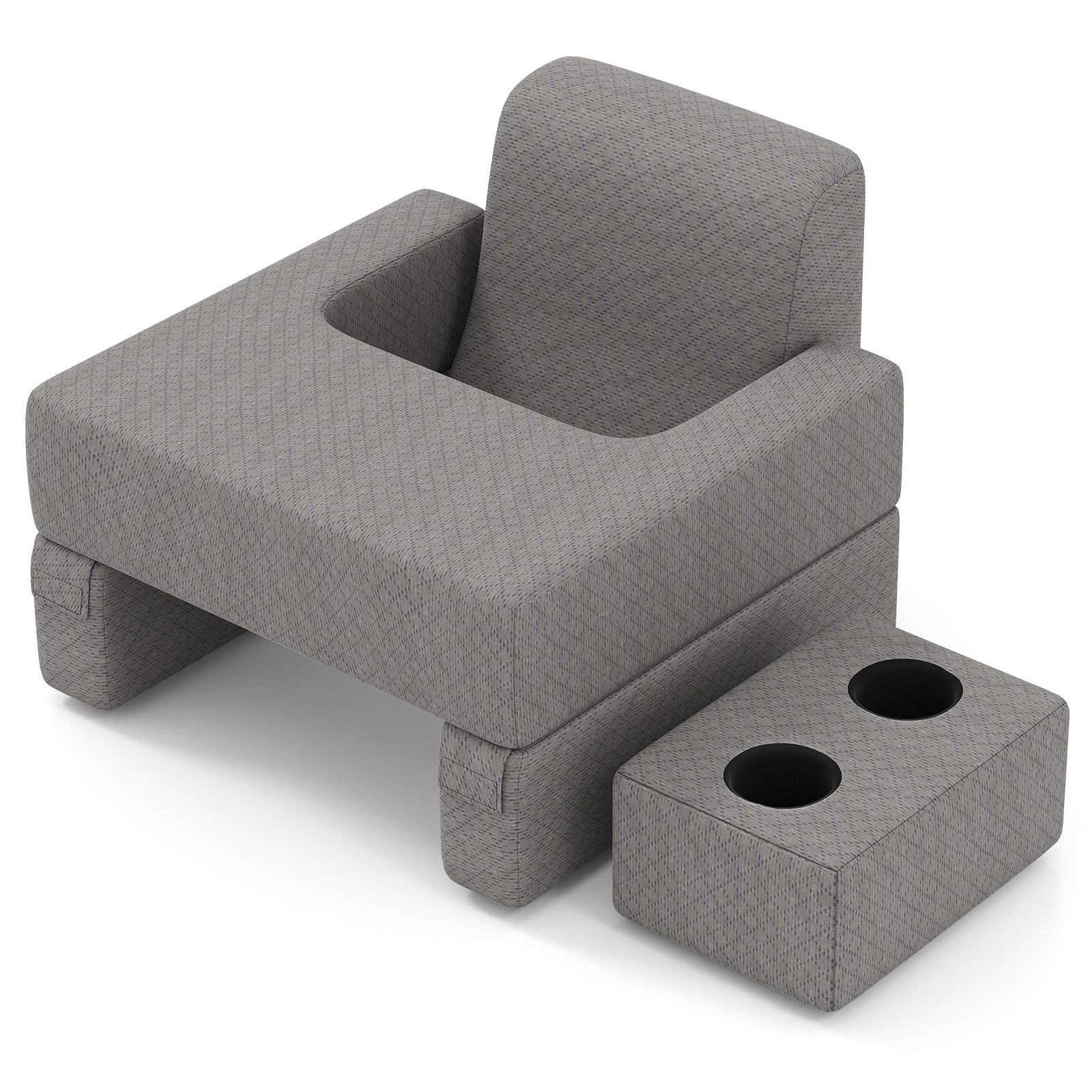 Zestaw 3 poduszek do czytania, bardzo duże przenośne biurko z podstawką pod szklanki, poduszką pod plecy i kieszenią do przechowywania, szary