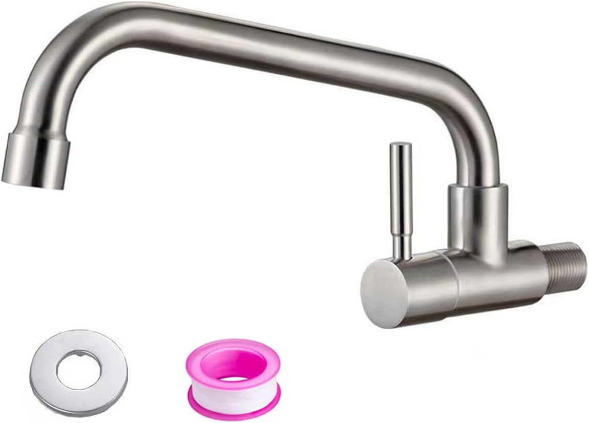 Obrotowa o 360 stopni, nowoczesna bateria ścienna ze stali nierdzewnej do zlewozmywaka barowego