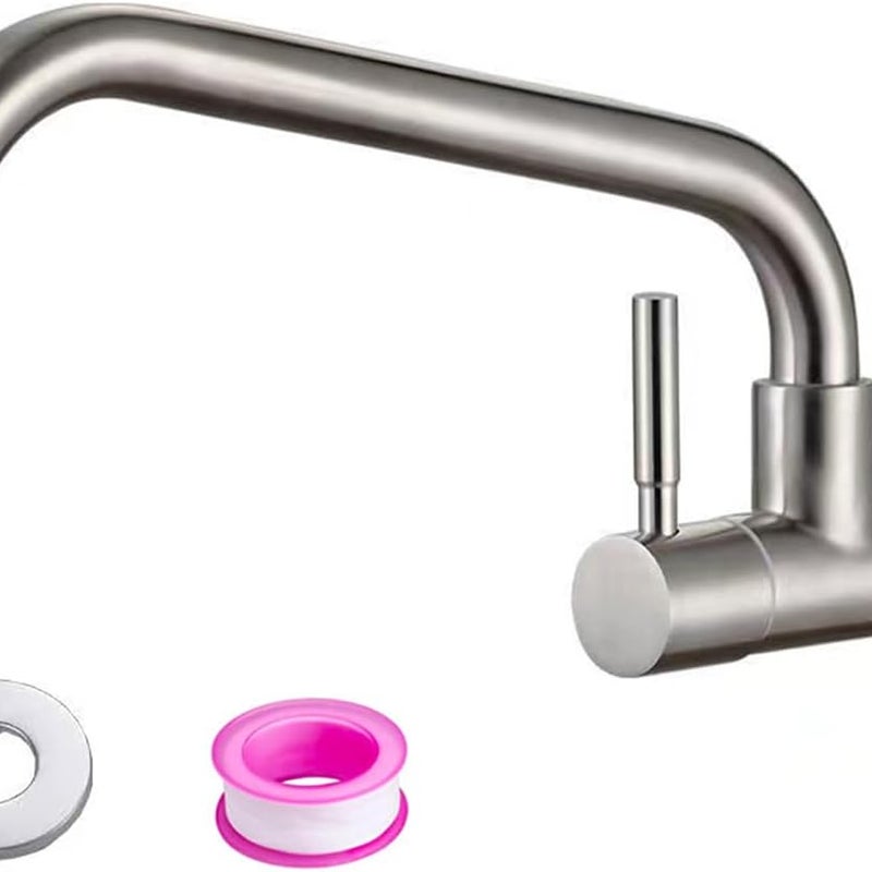 Obrotowa o 360 stopni, nowoczesna bateria ścienna ze stali nierdzewnej do zlewozmywaka barowego