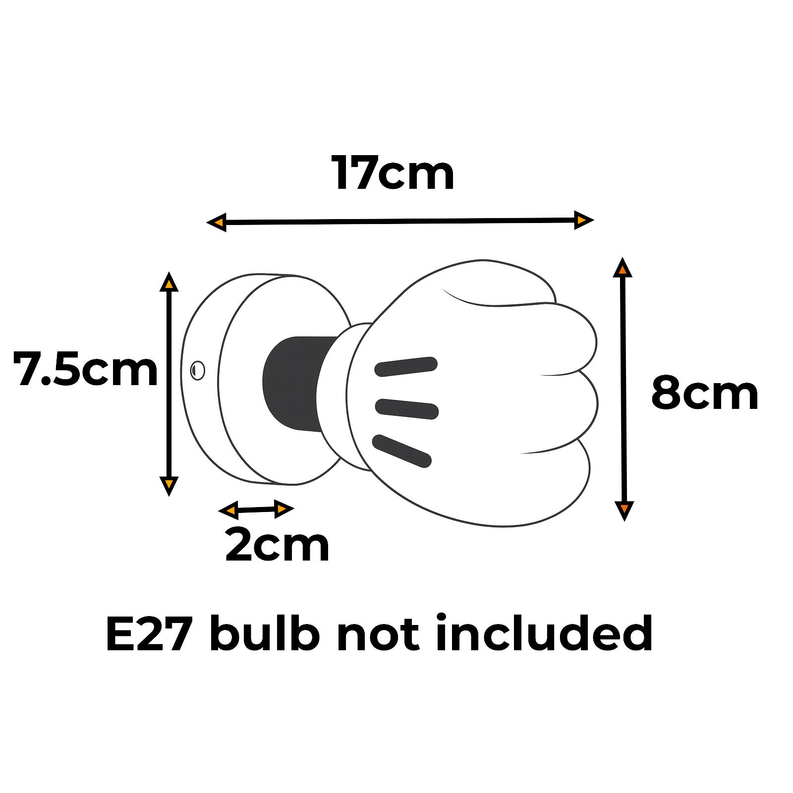 Lampada da Parete per Bambini E27 – Divertente Design a Mano Cartoon “TOONHAND” - 7