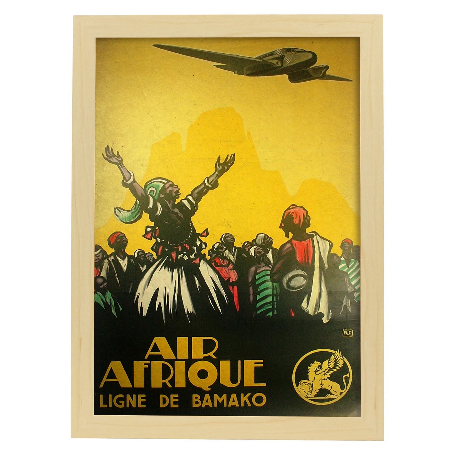 Poster vintage de air afrique. con imagenes vintage y de publicidad antigua. marco blanco a3