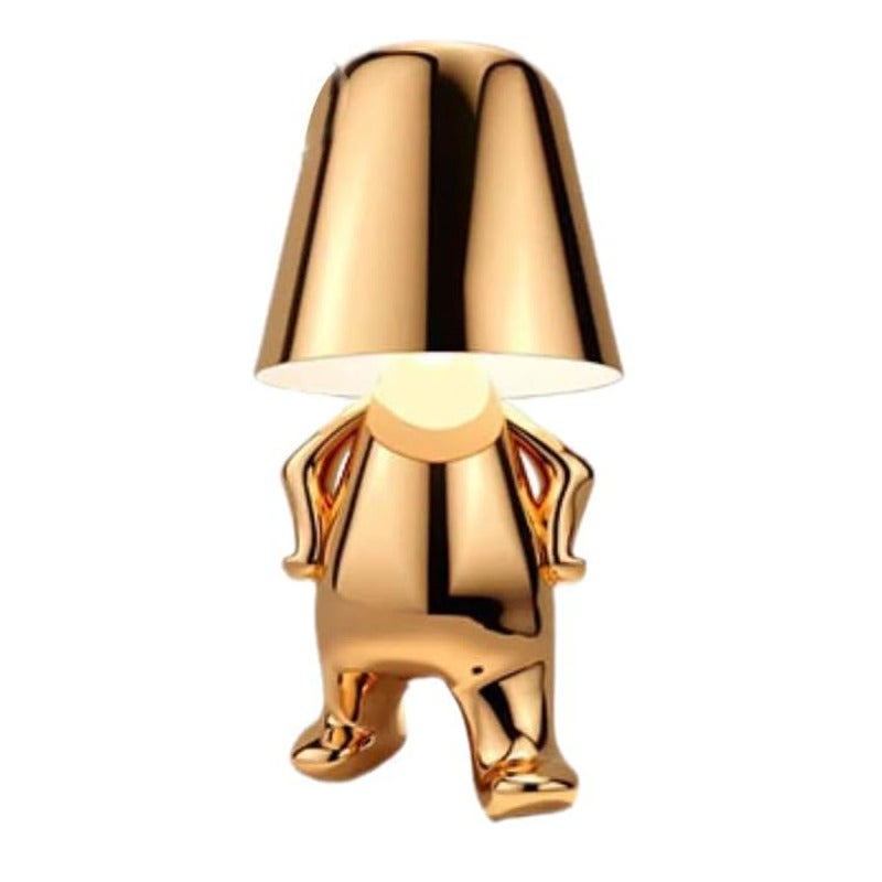 Złota lampka stołowa w kształcie człowieka | Zabawna lampka nocna, dekoracyjna lampka Myśliciel | Rzeźba ozdobna do domu, lampa artystyczna