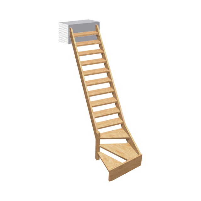 Escalier quart-tournant gauche sapin, Normandie KORDO