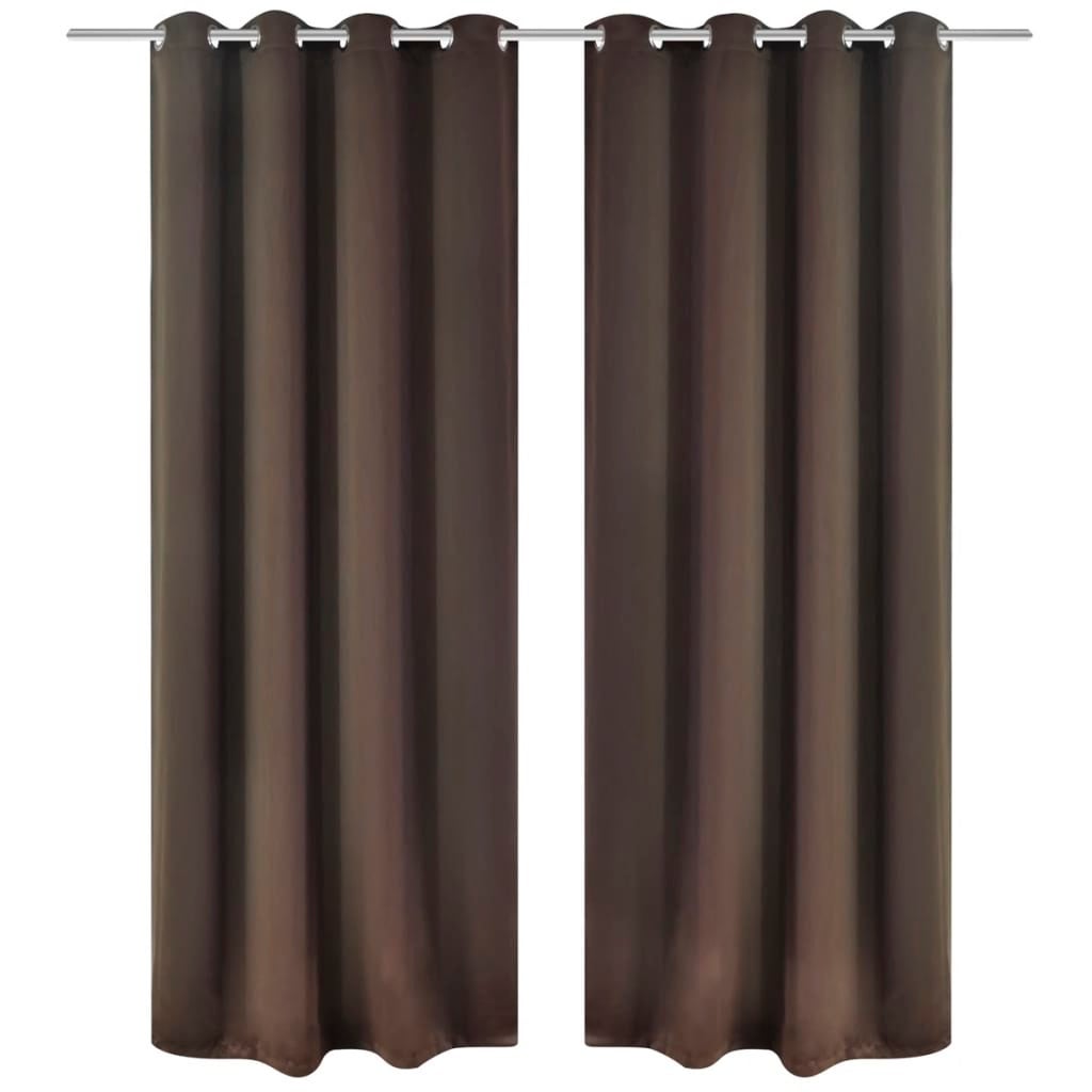2 cortinas marrones oscuras con anillas blackout 135x245cm