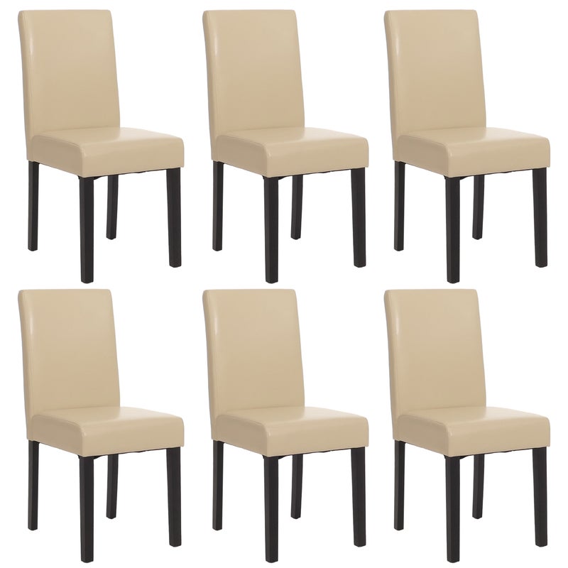 Zestaw 6 krzeseł do jadalni Krzesło kuchenne Littau ~ skóra, kremowy, ciemne nogi