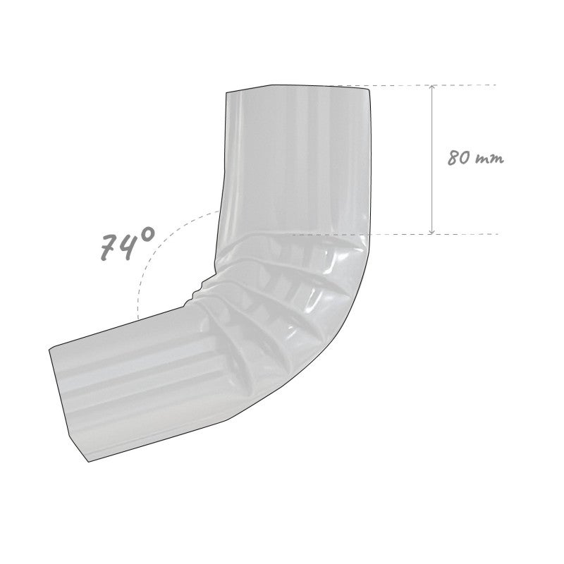 Coude frontal de tuyau de descente anthracite 60 x 80 en alu à angle de 74° ALUHOME - 2