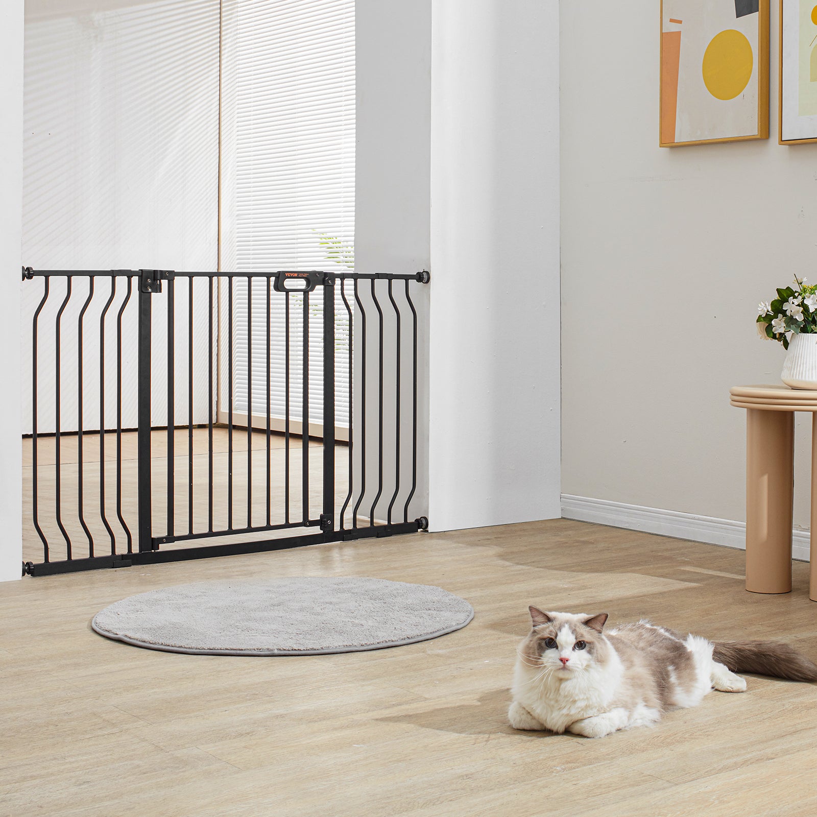 Barrière Sécurité Extensible VEVOR 75-135 cm Hauteur de 76 cm Barrière d'Escalier à Fermeture Automatique sans Perçage Grande Ouverture 533 mm - 8