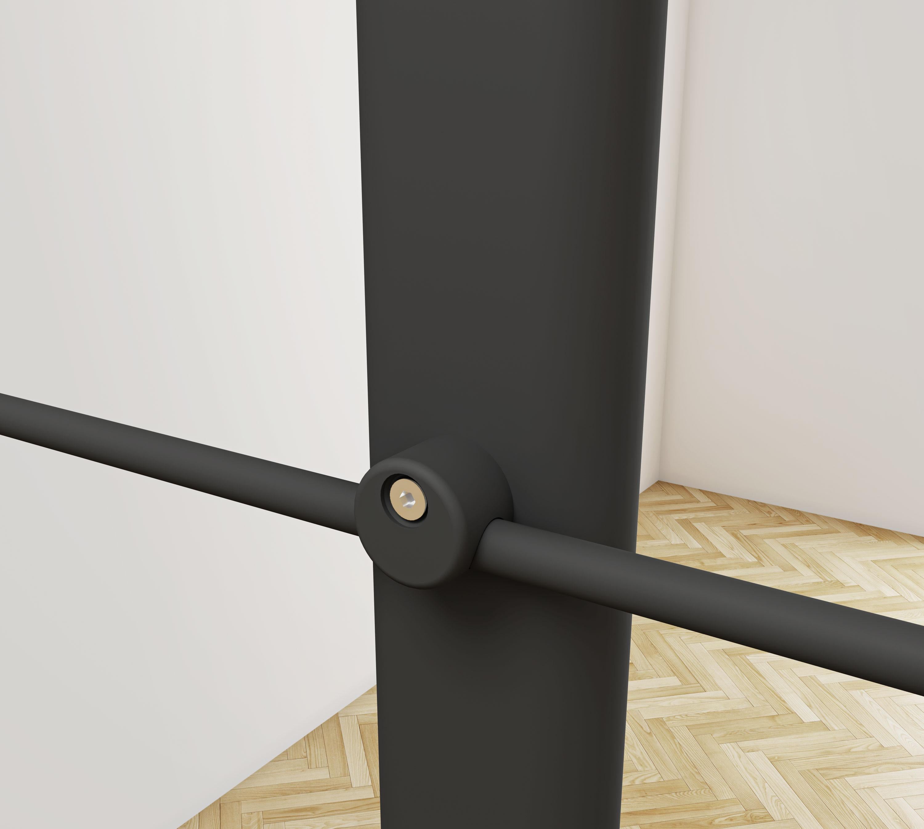 Garde-corps - Aluminium Noir - 200cm - Avec 5 traverses et 1 main courante - Intérieur et extérieur - Rampe d'escalier pose à plat - 3