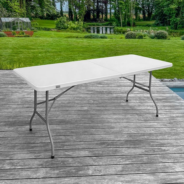 Table de Jardin Pliante 180 cm x 74 cm Blanche 8 personnes SKYLANTERN
