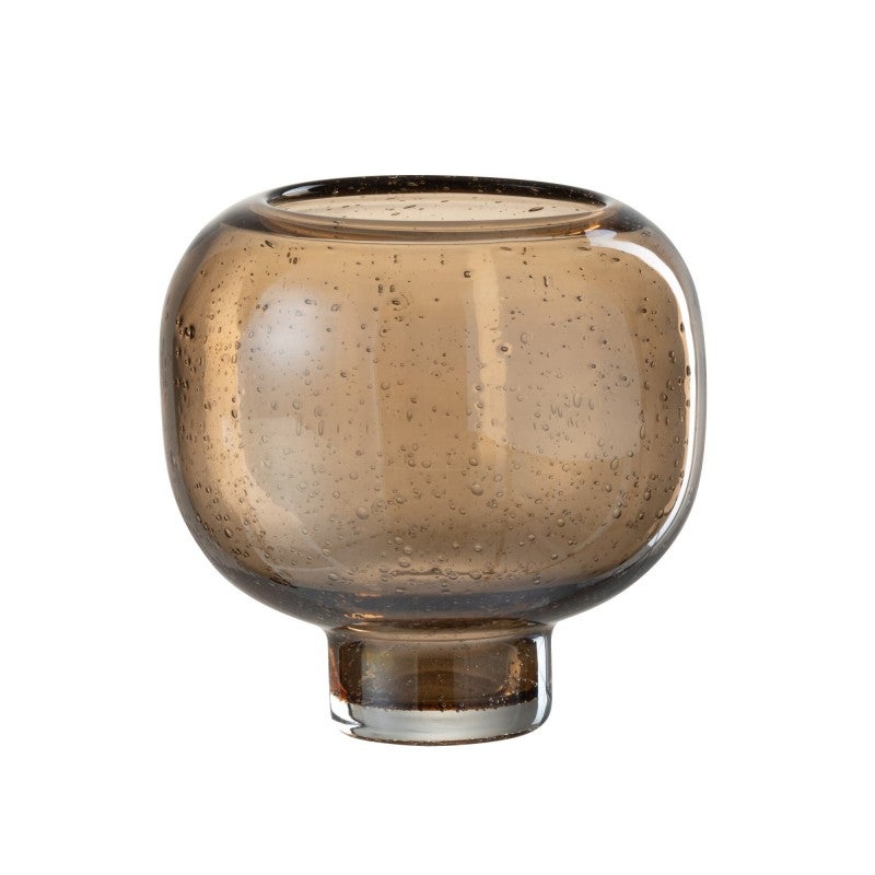 PORPAN Jarrón Redondo De Cristal, Jarrón De Vidrio Rosa, Jarrón De Vidrio Ancho, Jarrón De Vidrio Grande Para Flores, Jarrón De Flores Grande, Jarrón