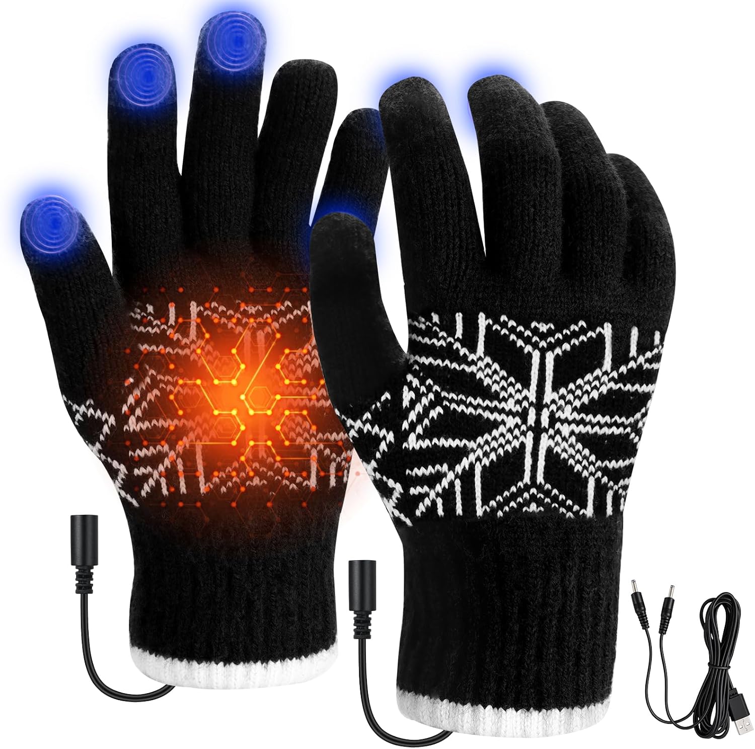 Guanti Riscaldati USB Dreamtop Per Uomo E Donna, In Maglia Morbida Con Touch Screen, Lavabili, Con Cavo Da 1.5m, Regalo Invernale, Taglia Unica Elastica