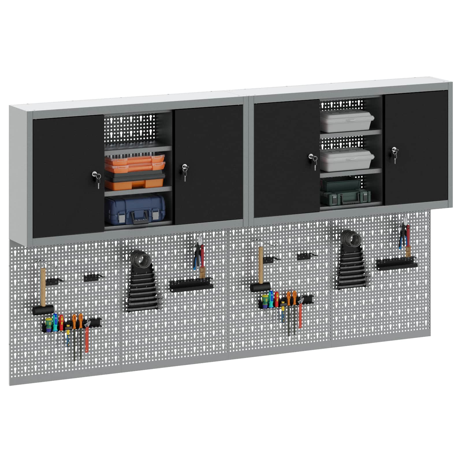 Ensemble d'armoires à outils 6 pcs Noir Acier enduit de poudre vidaXL - 4