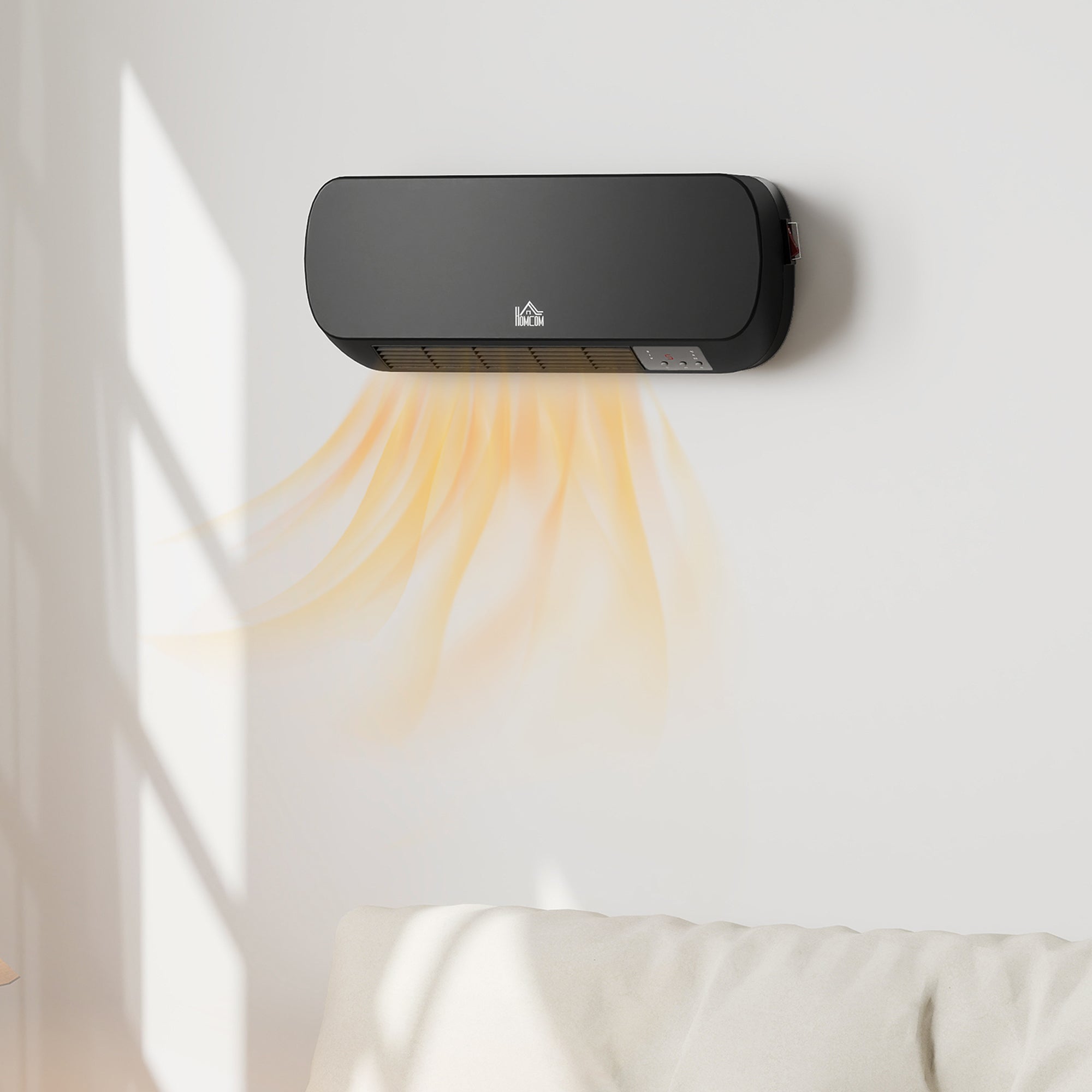 Aquecedor Cerâmico de Parede HOMCOM ABS e PP Preto 45x18,6x11,5 cm 820-254V90BK - 3