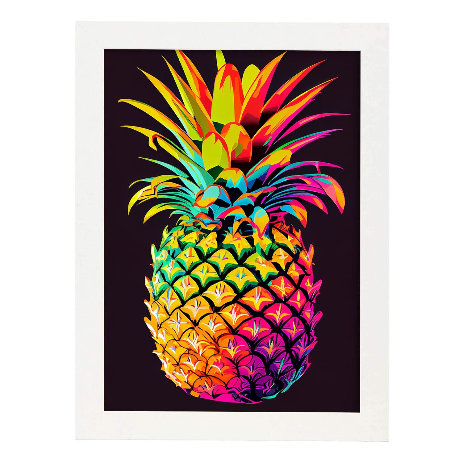 Nacnic poster de piña a todo color ilustraciones de frutas verduras y comida sana en estilo arte urbano diseño moderno y model 2 a3 con marcos blancos