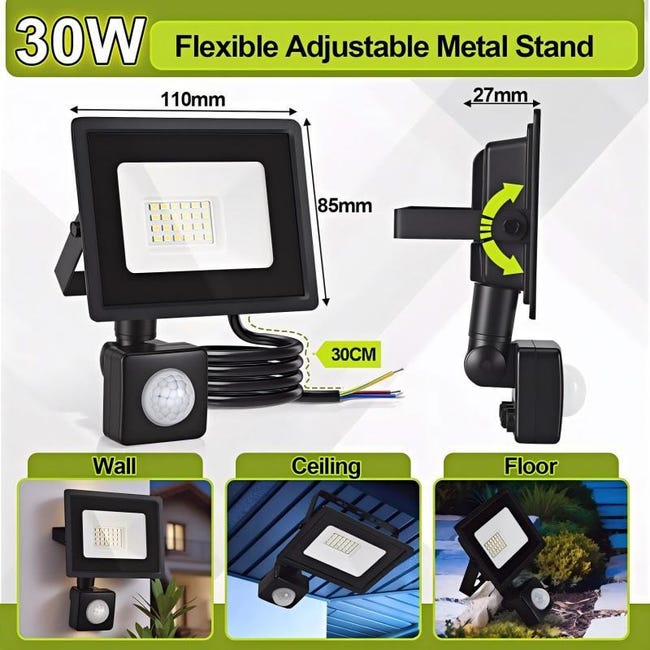 YIQIBRO Faretto con Sensore di Movimento 100W, 10000LM 6500K Faro LED Esterno con Sensore Movimento, Luci LED Impermeabile IP67 Lampada Esterno per Giardino, Terrazza, Garage, Magazzino YIQIBRO Faretto con Sensore di Movimento 100W, 10000LM 6500K Faro LED Esterno con Sensore Movimento, Luci LED Impermeabile IP67 Lampada Esterno per Giardino, Terrazza, Garage, Magazzino
