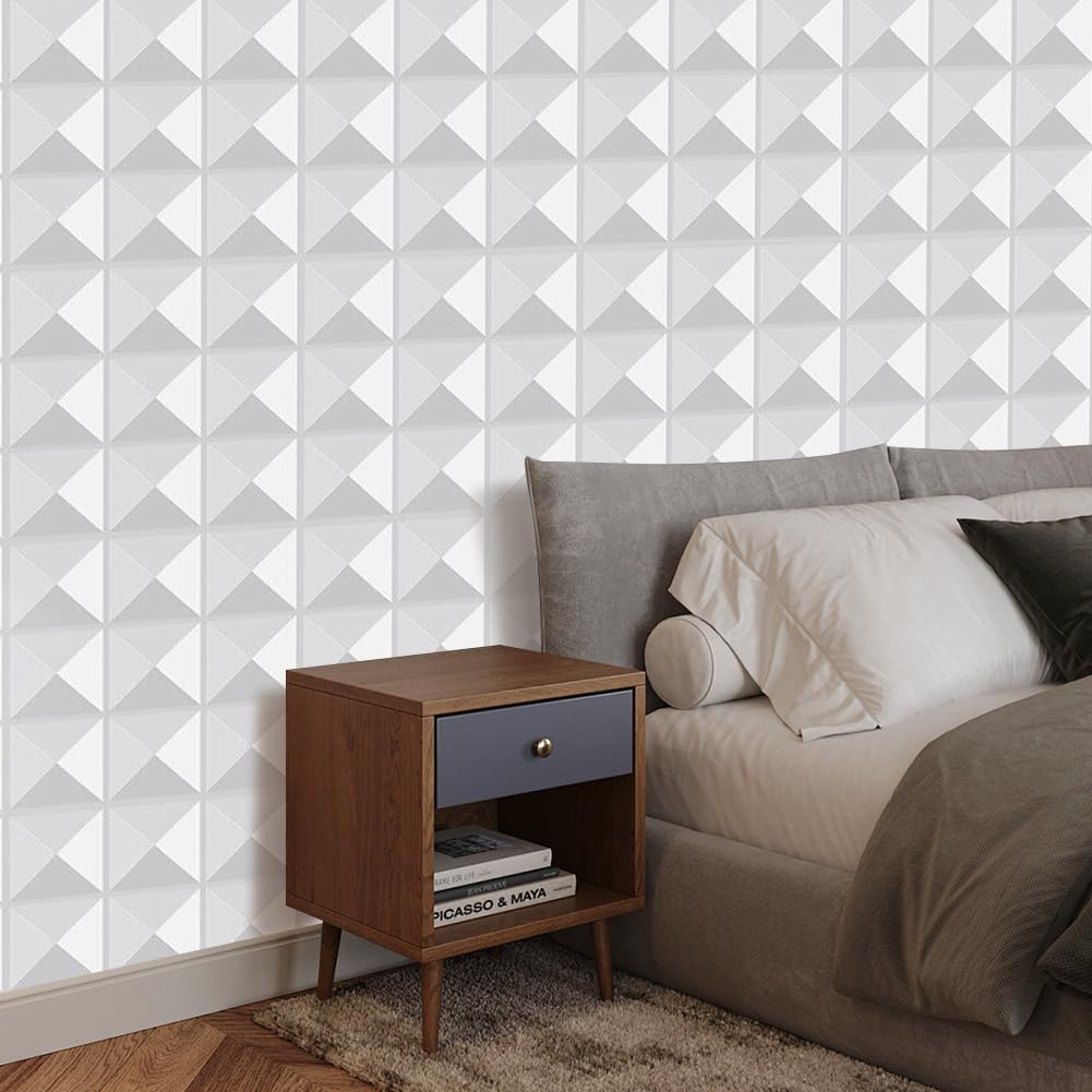 Carrelage mural 3D 30 x 30 cm, revêtement mural en PVC, imperméable, facile à installer, adapté au salon, à la chambre à coucher(15 pièces) - 7