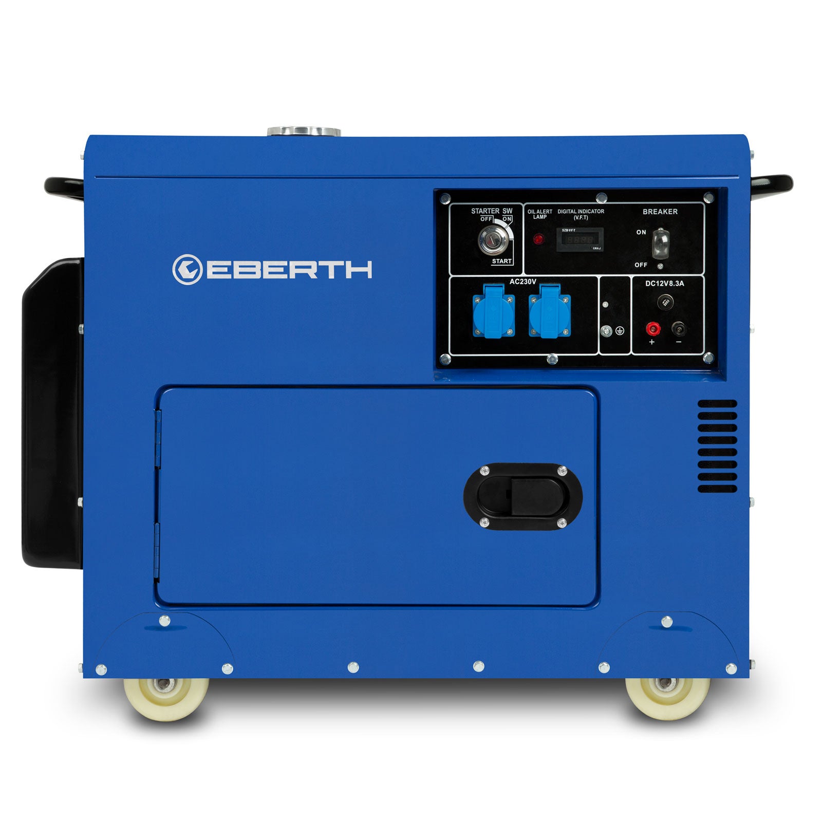 EBERTH 5000 Watt Groupe Electrogene Diesel 10 CV, 4 Temps, Démarreur électrique, 2x 230V, 1x 12V - 2