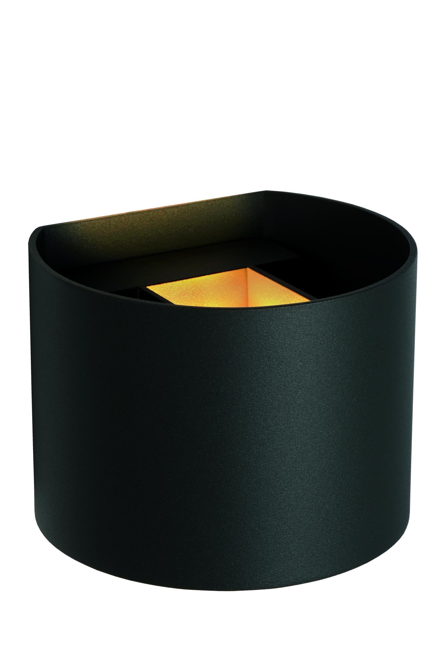 Kinkiet LED półokrągły AXI czarny 6W Ciepła biel 350lm metal wym:10x13,5x12cm IP54 Lucide