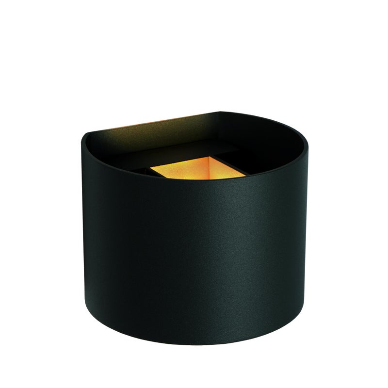 Kinkiet LED półokrągły AXI czarny 6W Ciepła biel 350lm metal wym:10x13,5x12cm IP54 Lucide