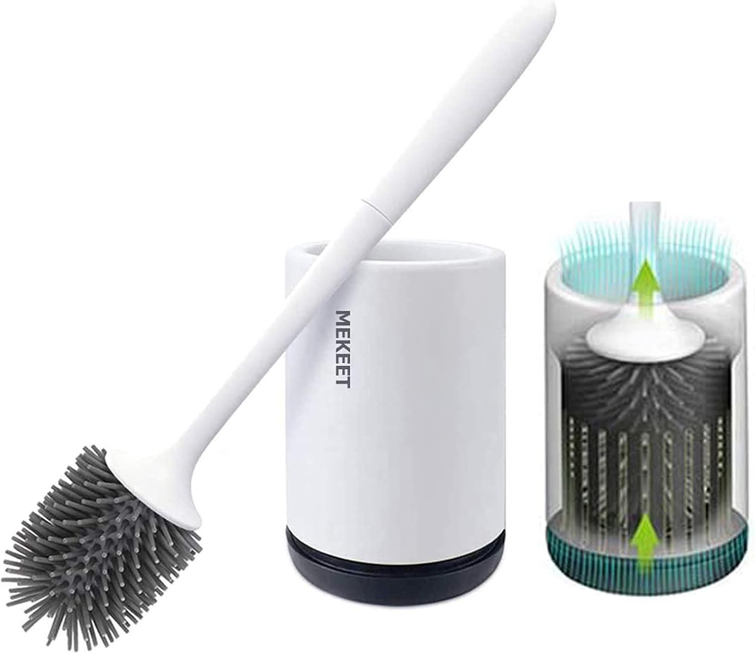 Brosse De Toilette En Silicone Antibactérienne Avec Support Hygiénique - Manche Long Et Nettoyage Profond (Flooring)