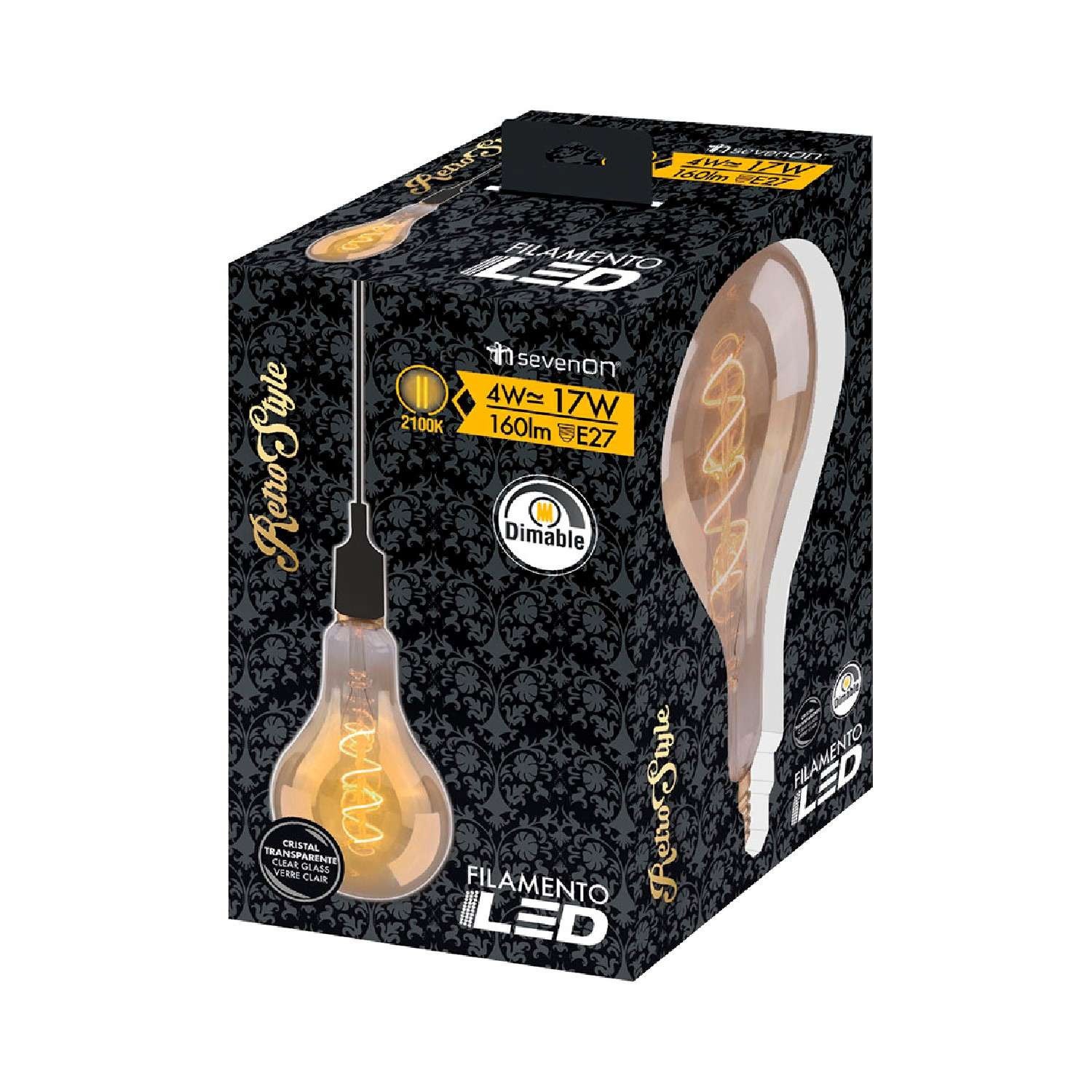 Ampoule LED Drop E27 4W Equi.17W 160lm Dimmable 2100K Or 15000H 7hSevenOn Vintage - 4