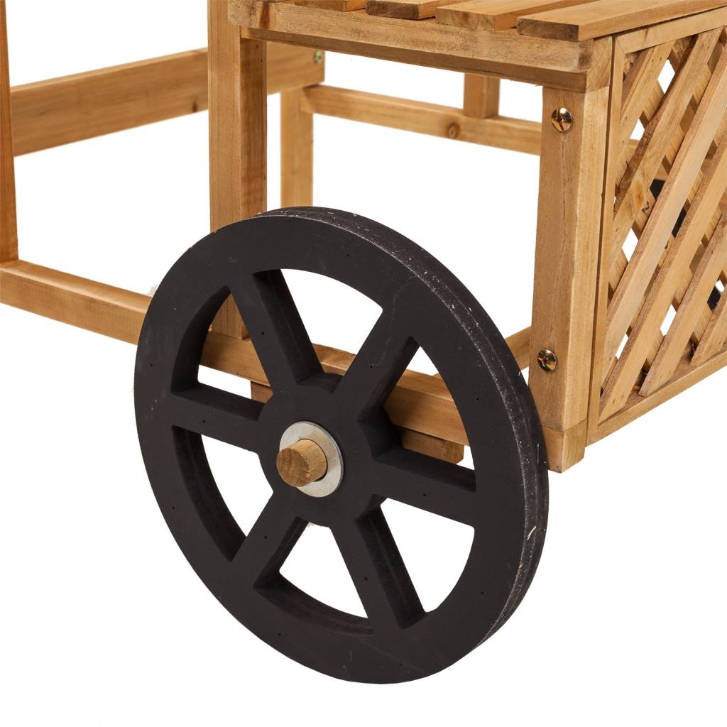 Chariot présentoir en bois marron avec ardoise 70x71x116h - 5