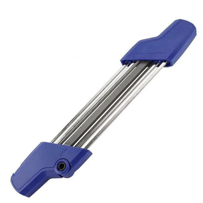 Prosta metalowa ostrzałka do łańcuchów pilarek 2 w 1, zestaw do szybkiego ostrzenia, 4,0 mm, niebieska