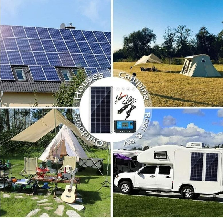 Painel fotovoltaico flexível de 300 W, controlador de 60 A, conjunto controlador de painel solar, bateria externa para autocaravana/autocaravana - 5