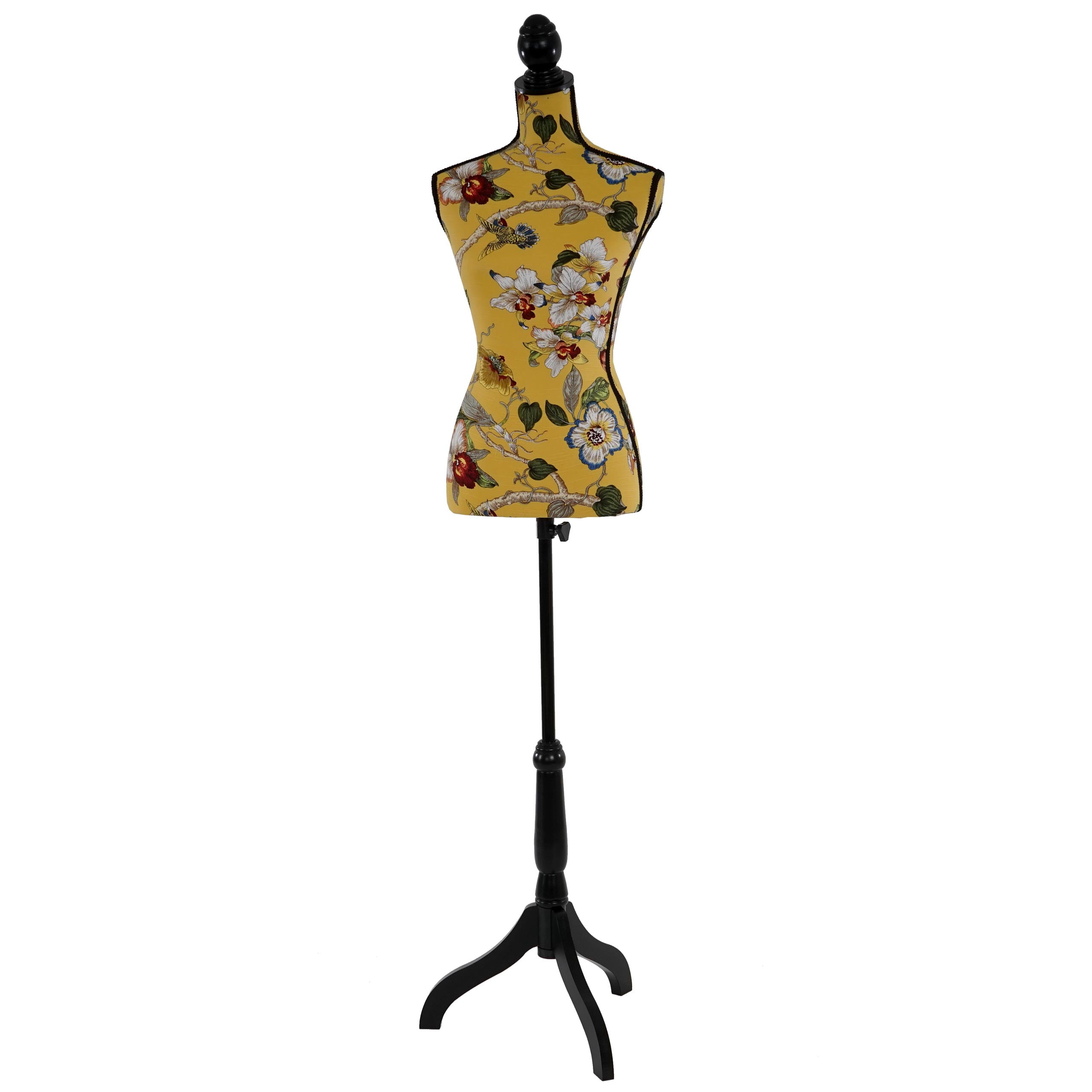 Busto mujer costura con pies maniquí mujer altura regulable decoración ventana fibra vidrio amarillo con 04_0004287