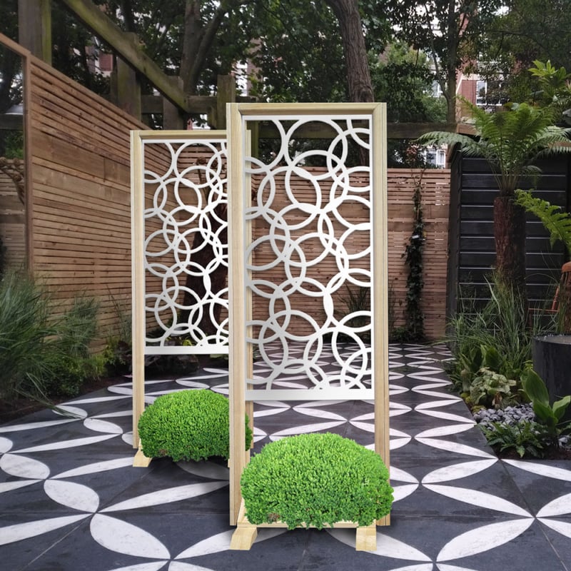 CERCHI SMALL - Ścianka działowa - wolnostojąca ścianka modułowa - 70x190 cm - wykonana z drewna i PVC, kolor wewnętrzny BIAŁY