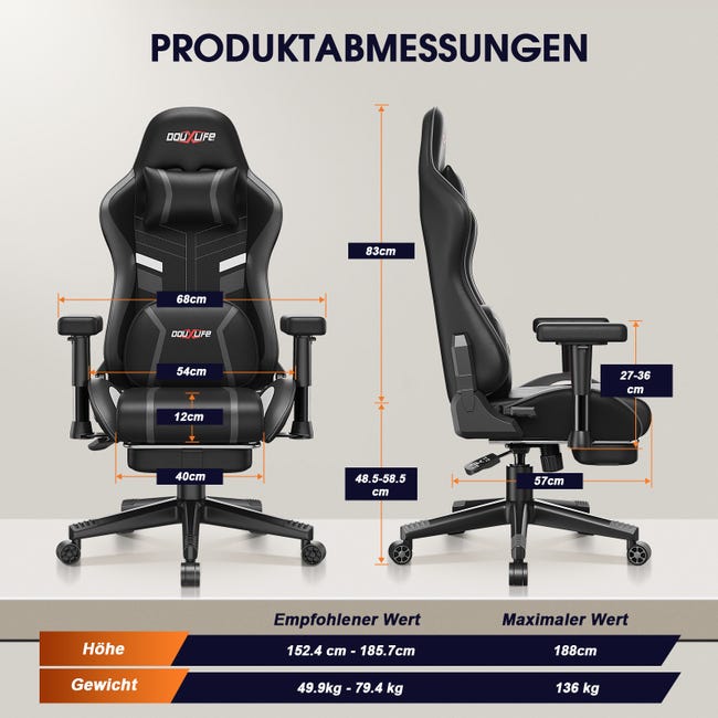 Sedia gaming con massaggio impastante e riscaldante, inclinabile 90°-175°, poltrona da ufficio ergonomica con braccioli regolabili, Nero bianco | Leroy Merlin Sedia gaming con massaggio impastante e riscaldante, inclinabile 90°-175°, poltrona da ufficio ergonomica con braccioli regolabili, Nero bianco | Leroy Merlin