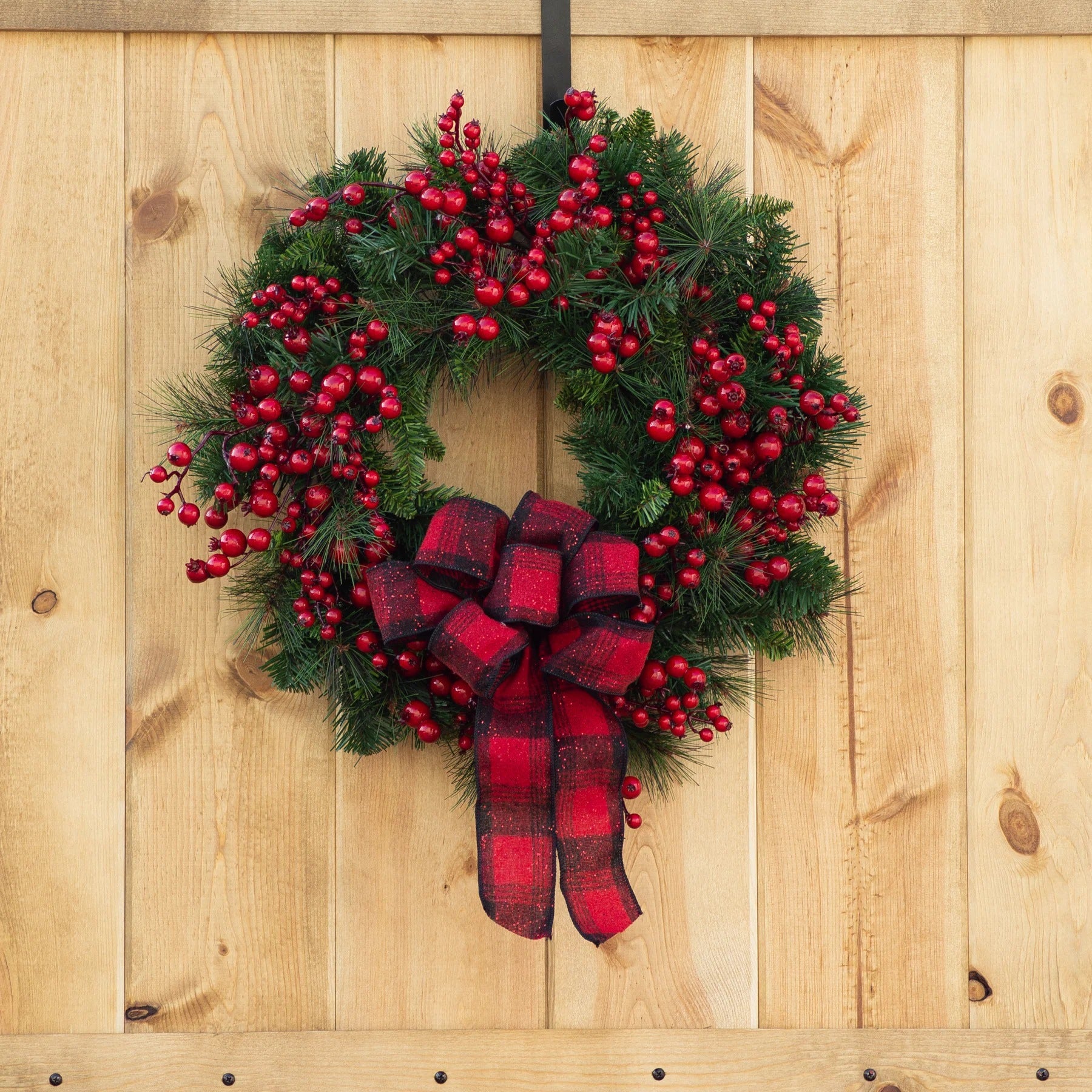 Panneau De Noël En Bois À Suspendre Pour Porte, Couronne De Bienvenue