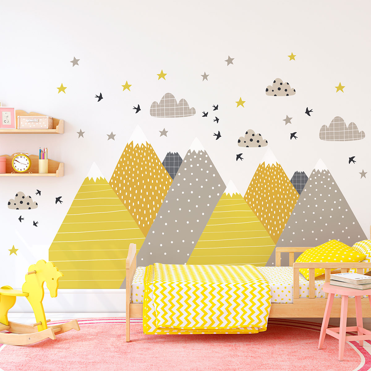Vinilo niño escandinavo de montaña faridka - adhesivo de pared - revestimiento sticker mural decorativo - 40x60cm