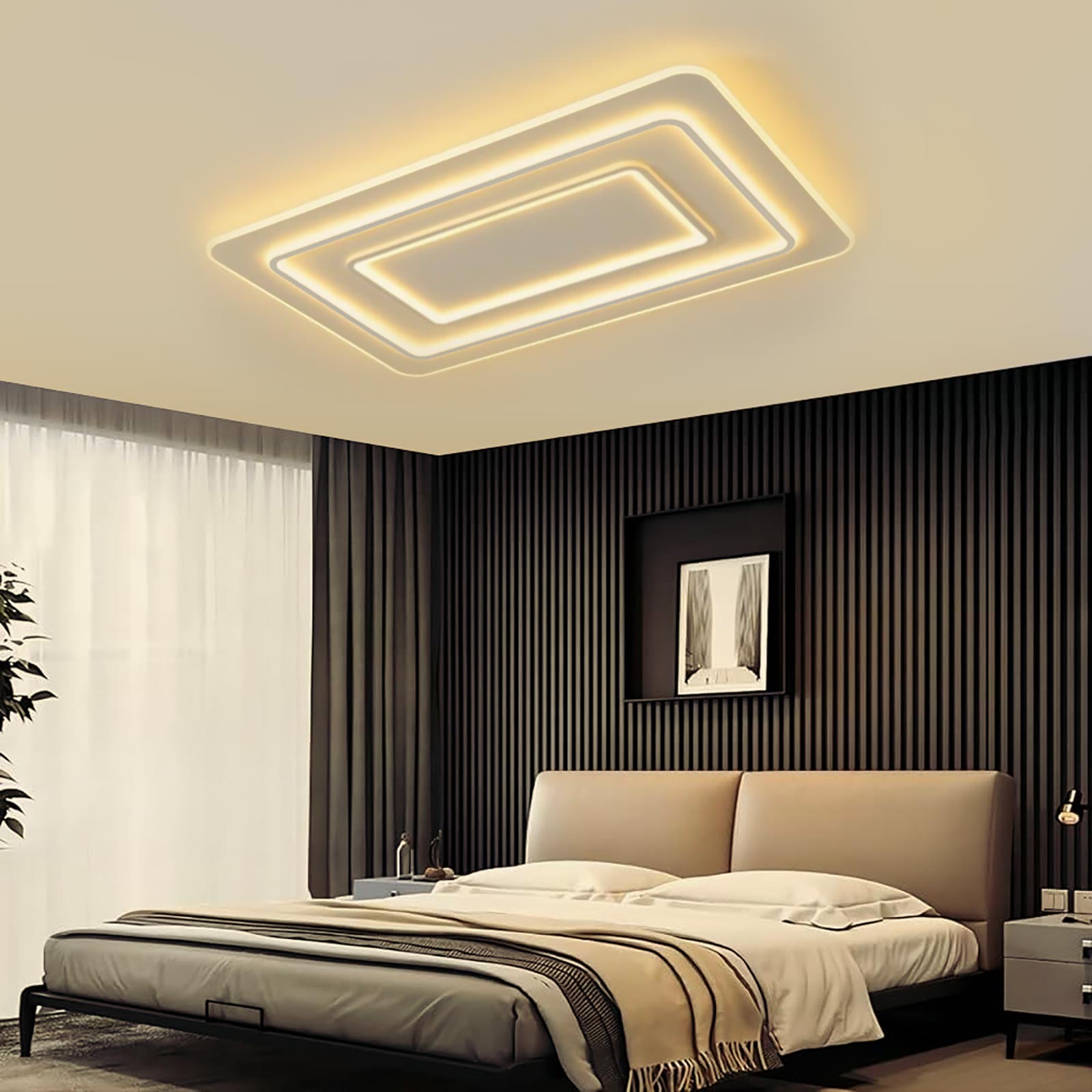 Moderna Plafoniera LED Dimmerabile, 60W Bianco Metallo Design Acrilico Creativa Lampadario Led Con Telecomando 3000 6500k Moderna Lampada Da Soffitto 86659893