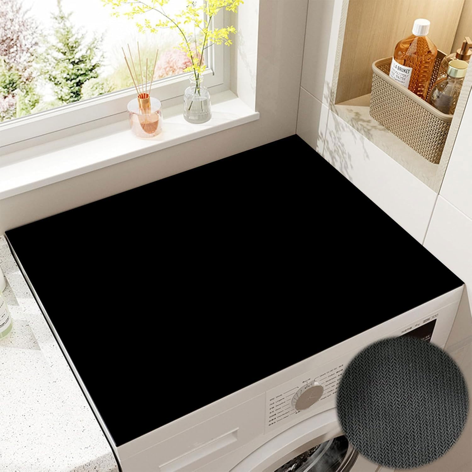 Pokrowiec na pralkę 60 x 60 cm, mata antypoślizgowa do pralki lub suszarki, kolor czarny