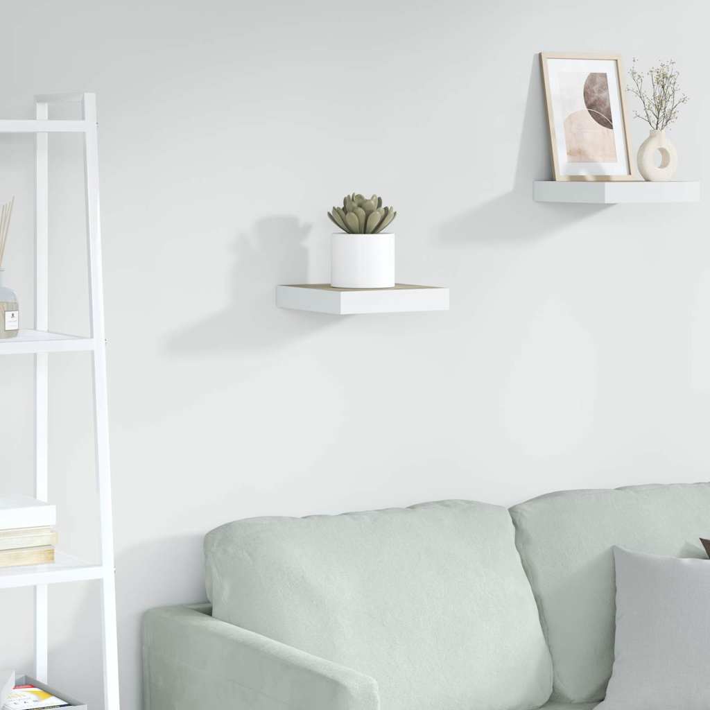 Étagère murale flottante - Fixation invisible - MDF et métal - Chêne et ...