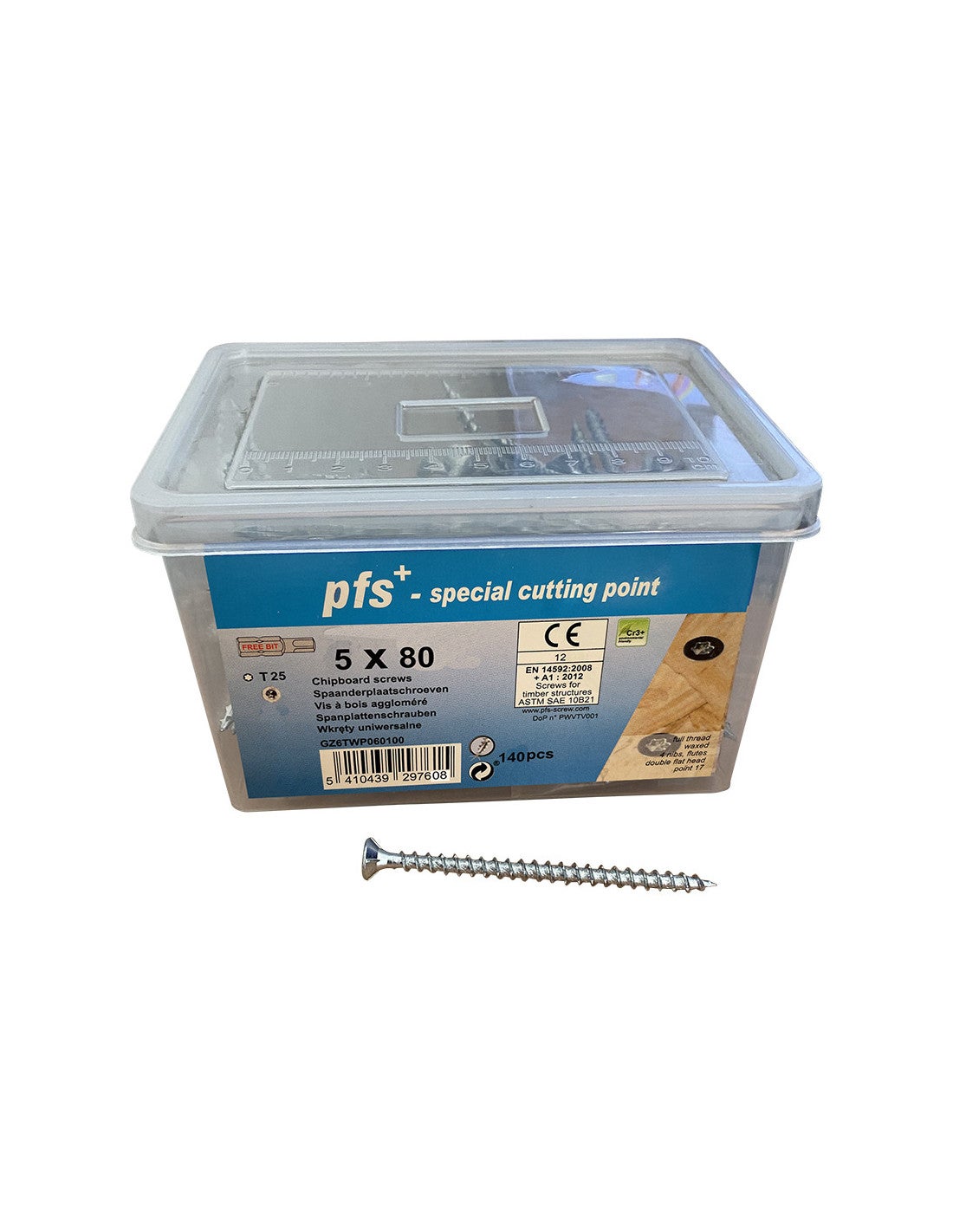 Seau de 140 Vis bois agglo 5X80 Tête fraisée TORX T25 Pointe ...