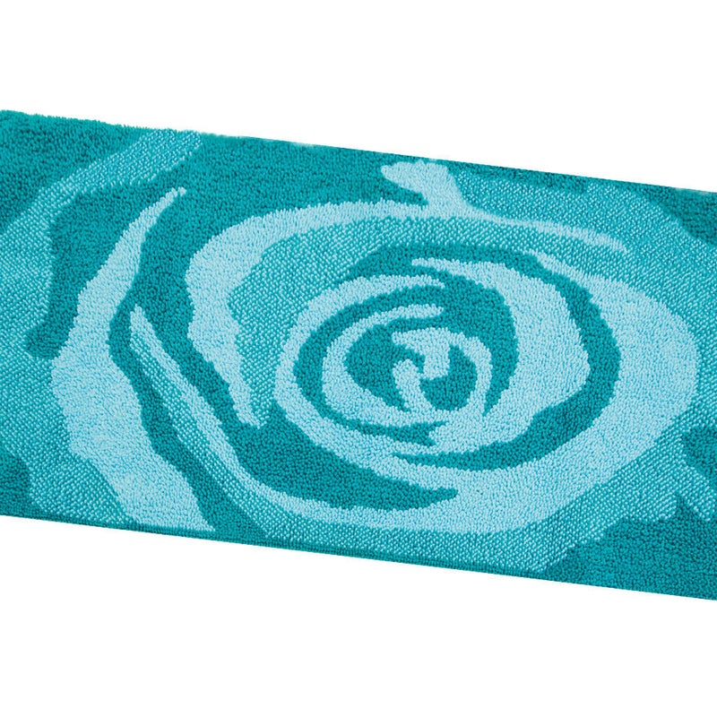 Jednokolorowa Mata łazienkowa 60x140 Cm Miękka Rysunek Róży Bawełniana Dywanik Nocny Turkusowy