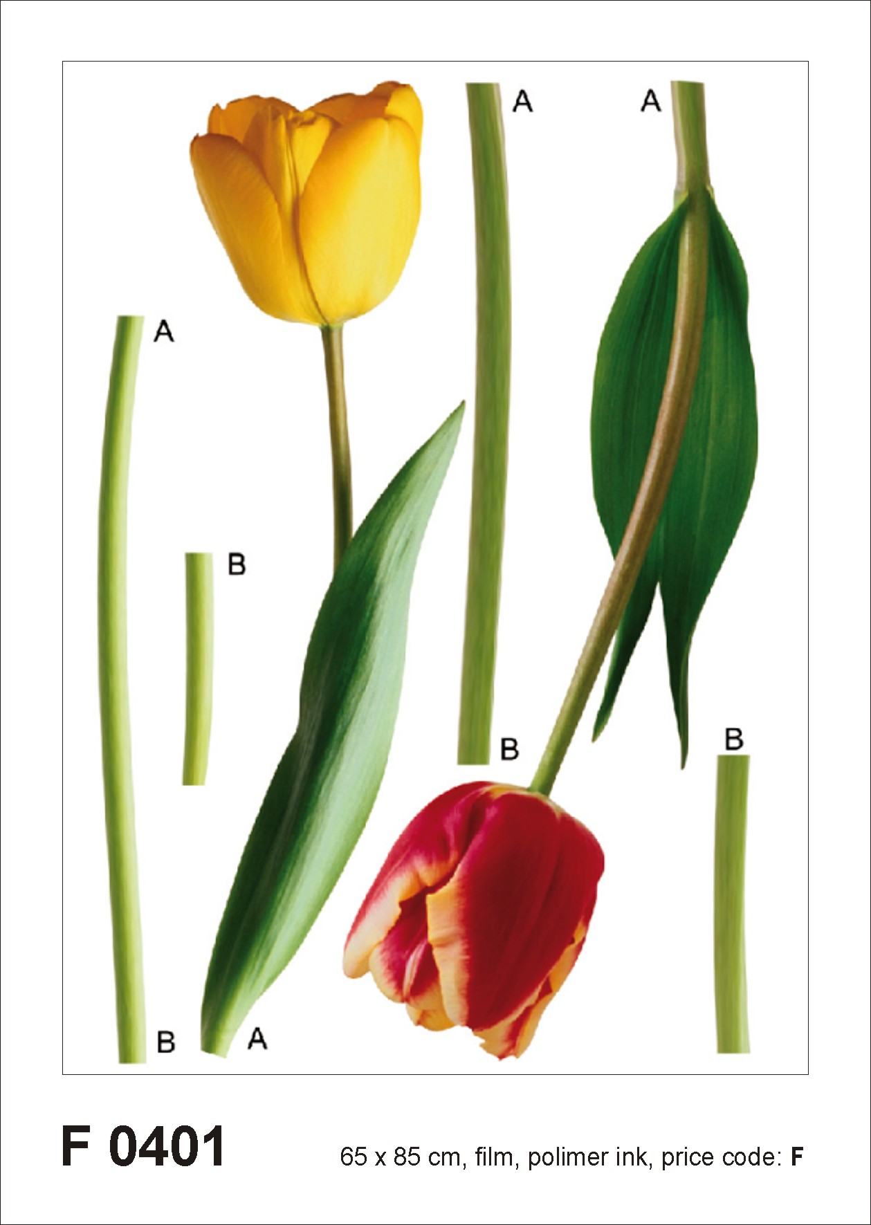 Mural decorativo autoadhesivo flores verde, amarillo y rojo - 85 x 65 cm - sanders & sanders
