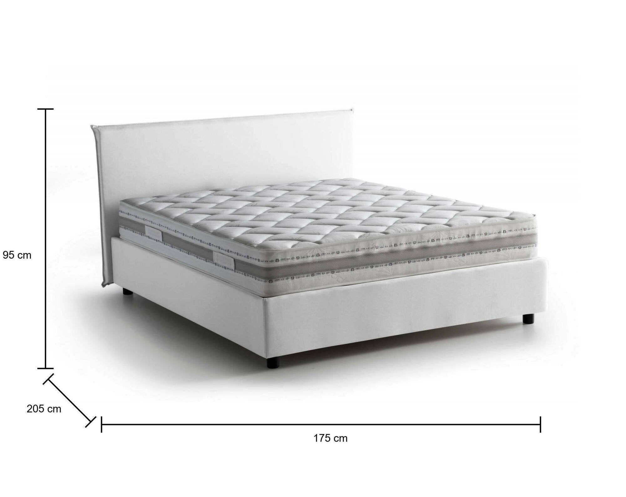 Lit Double Made in Italy, Matelas Inclus Déhoussable, avec Rangement, Blanc - Anassimene - 3