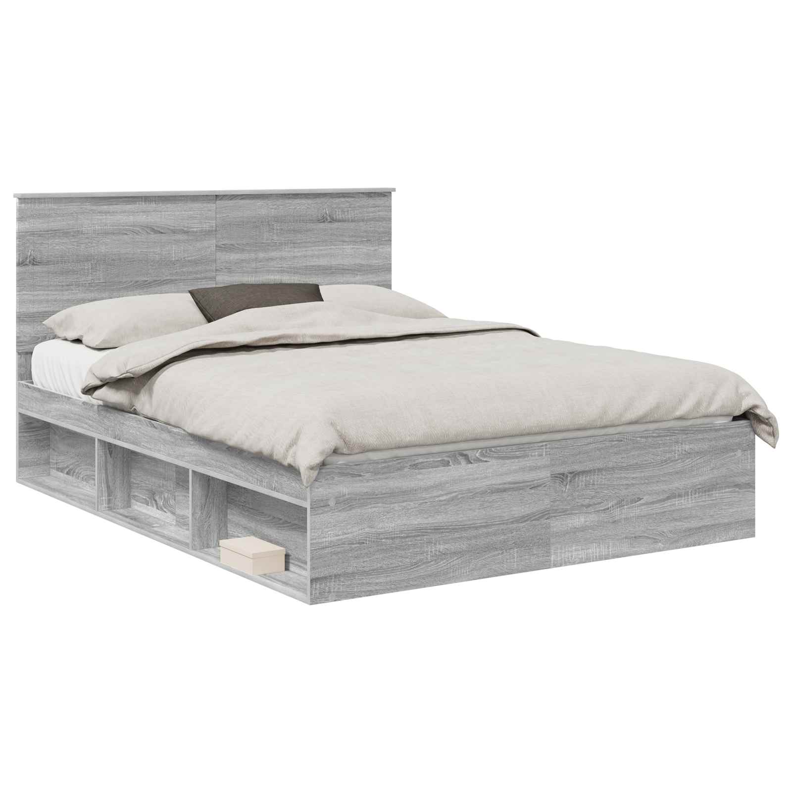Cadre de lit Gris 150 x 200 cm Bois de pin massif - 2