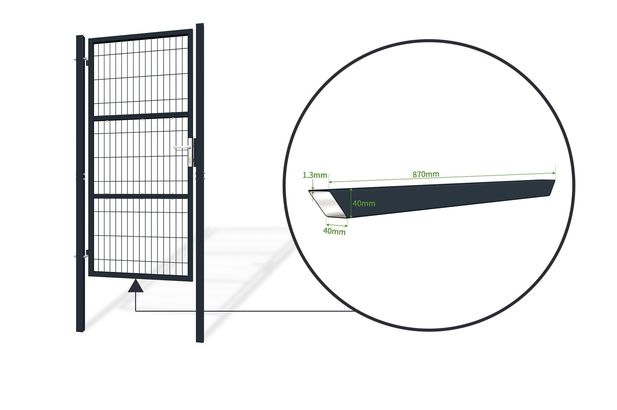 Portillon grillagé 1m RAZO H.200cm Gris - 9