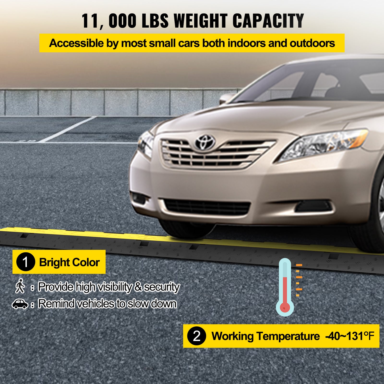 Protezioni per cavi in ​​gomma,confezione da SucceBuy 3,doppio canale,11.000 libbre per asse,pavimentazione modulare per tubi,fili,cavi - 6