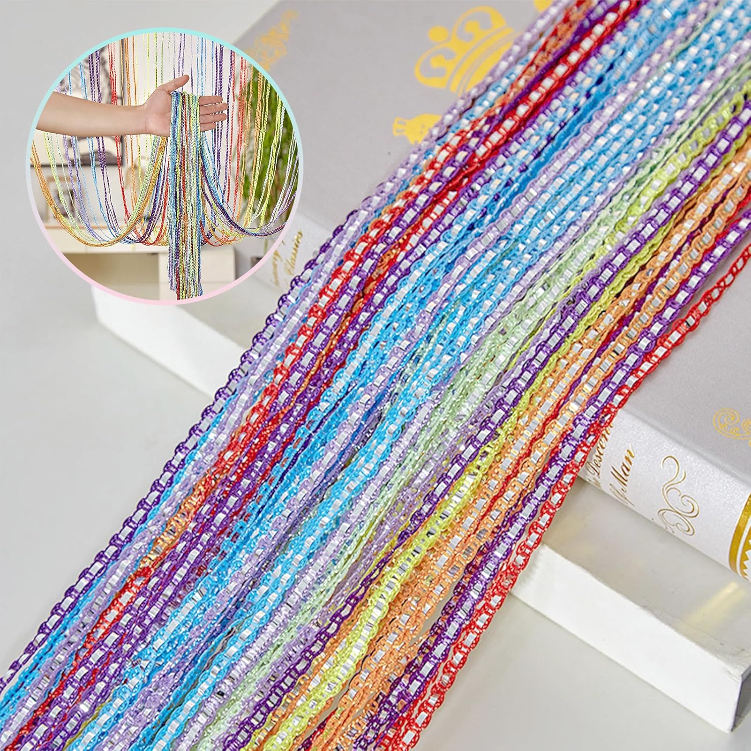 Rideau Anti Mouches pour Porte Extérieur et Intérieur, Rideau de Porte 100 x 200 cm, Rideaux à Cordes pour moustiquaire, divise-pièce, Mariage(Coloré) - 5