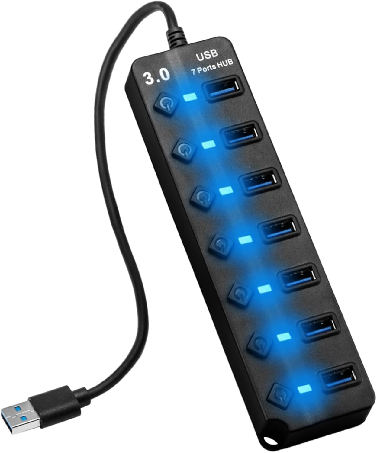 Hub USB z niezależnymi portami z przełącznikami zasilany hub USB z diodami LED kabel cm kompatybilny z PC MacBookiem i wieloma urządzeniami