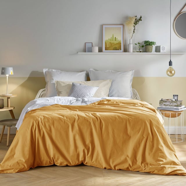 Housse de couette coton bio Fil & Sens-140 x 200 cm-Jaune Curry