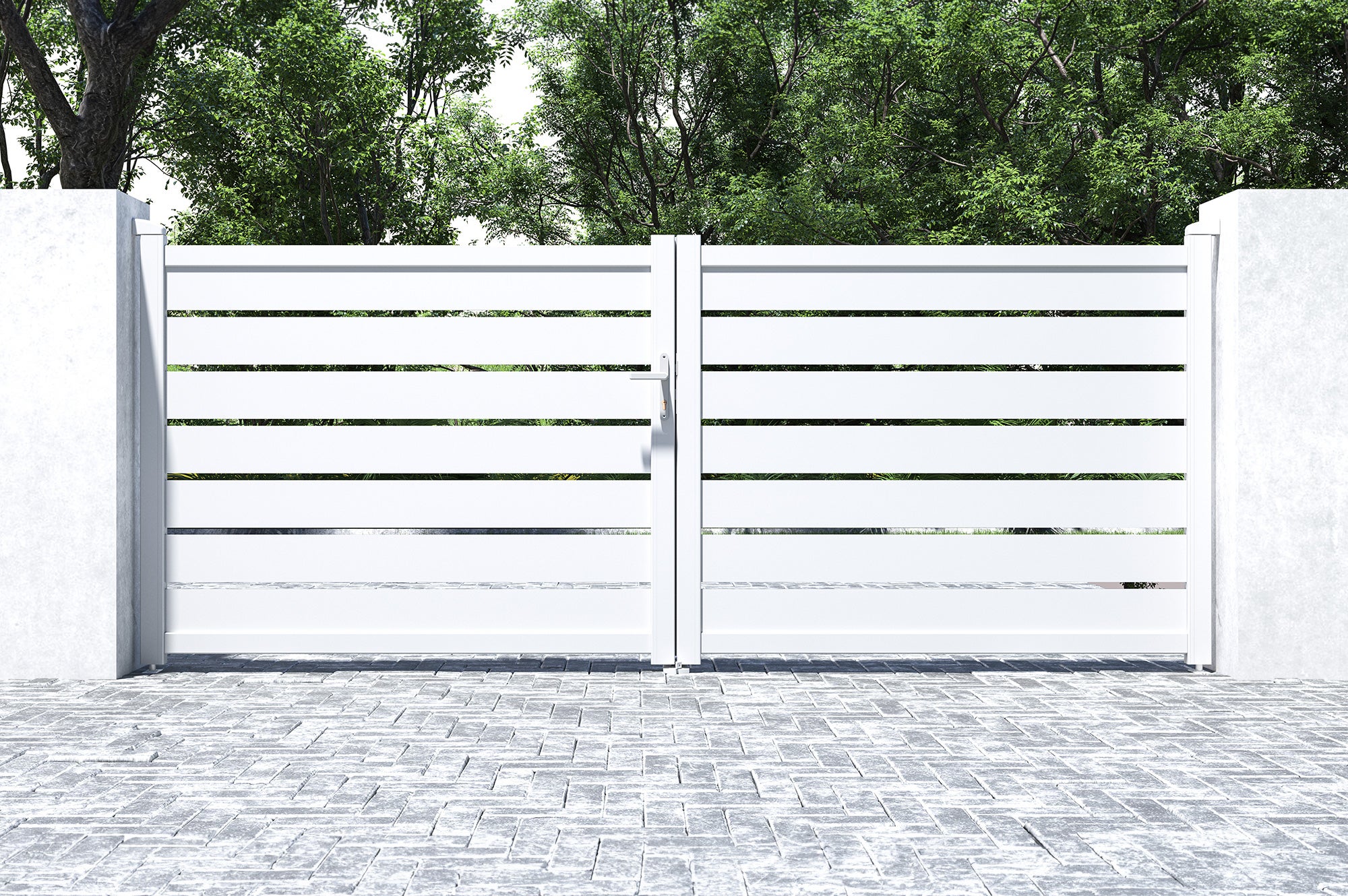 Portail battant 3,5m VOGEL H.120 aluminium blanc - 3