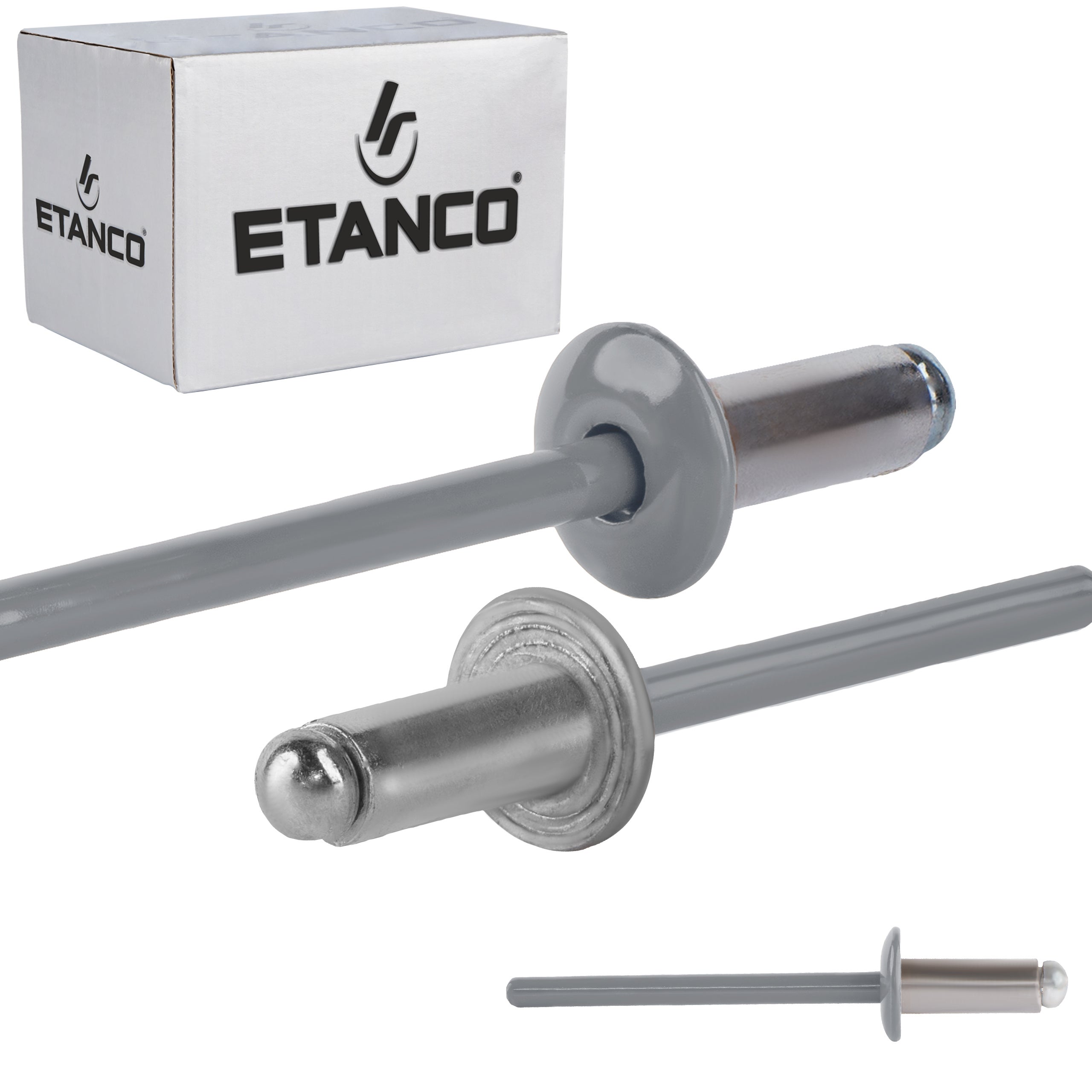 Nity otwarte aluminiowe Etanco Lakierowane RAL 9006 4,0x10 mm 500szt