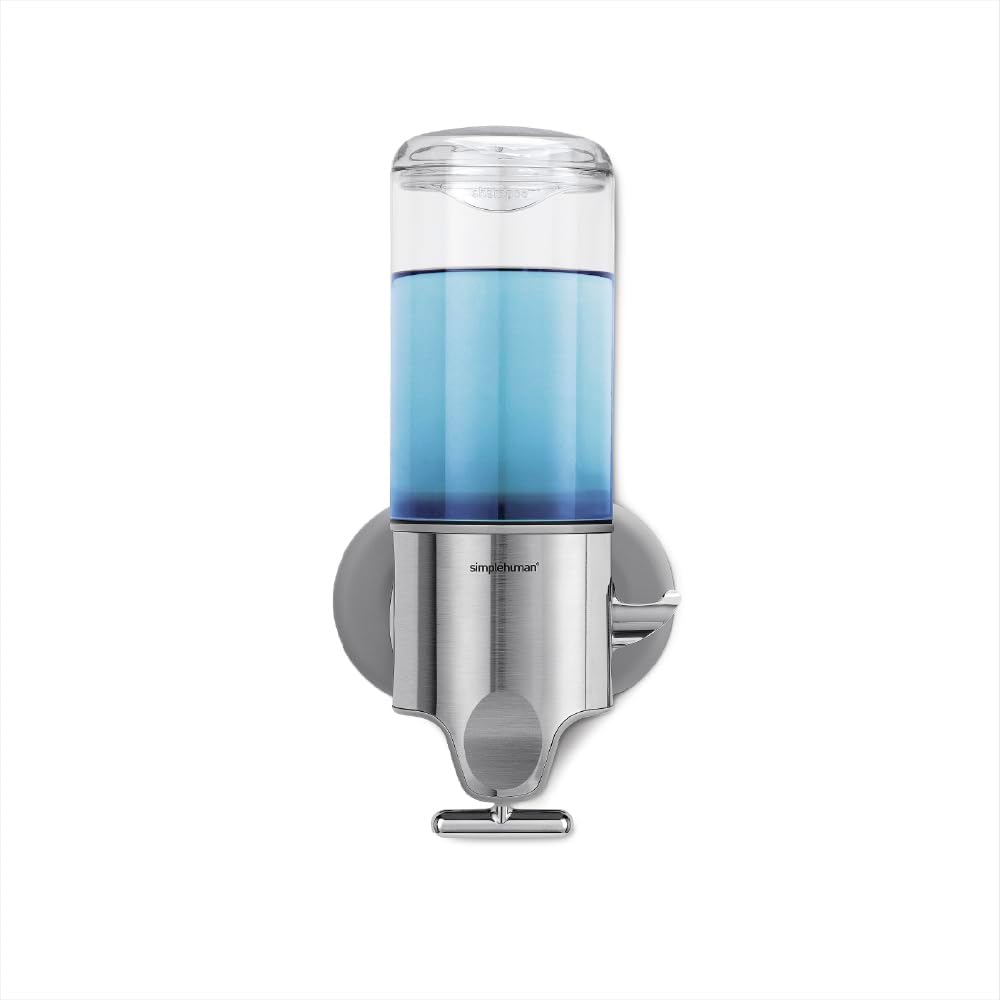 Dozator de săpun de perete de 444 ml pentru duș și baie, pompă de perete cu mâner ergonomic în formă de T, oțel inoxidabil periat